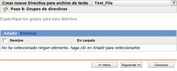 Página Grupos de directivas