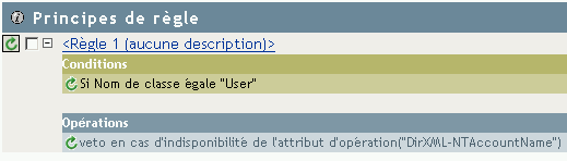Actions dans la section Attributs requis par l'utilisateur