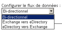 Options dans la liste droulante Configurer le flux de donnes
