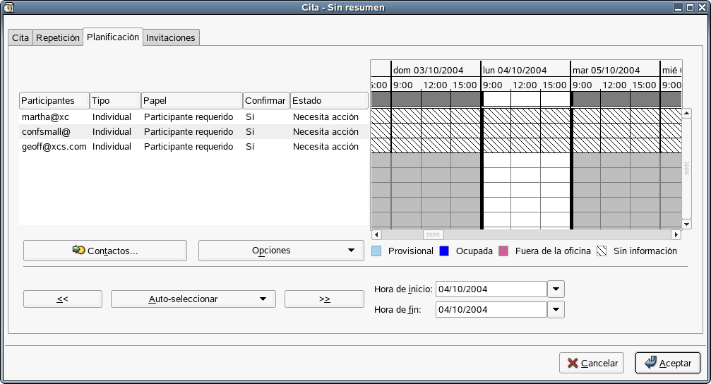 Ventana de programacin de citas