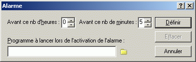 Bote de dialogue Alarme