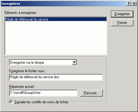 Bote de dialogue Enregistrer
