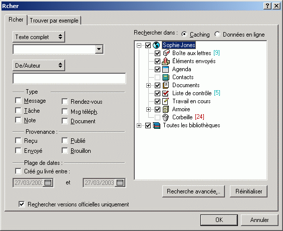 Bote de dialogue Rechercher
