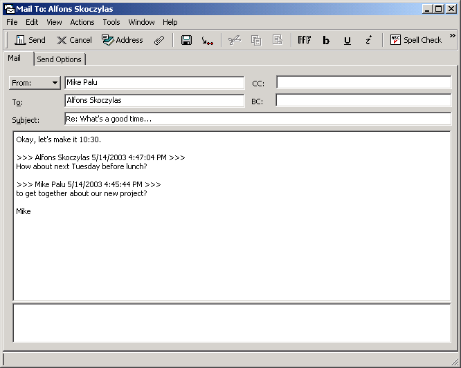 Courrier d'un utilisateur GroupWise