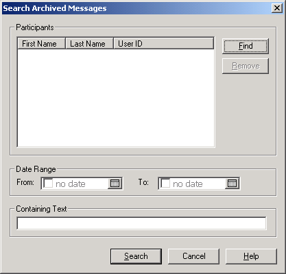 Bote de dialogue Rechercher des messages archivs