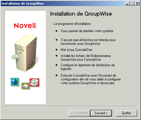 Boîte de dialogue Installation de GroupWise