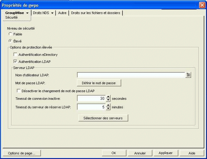 Page Scurit de l'objet Bureau de poste