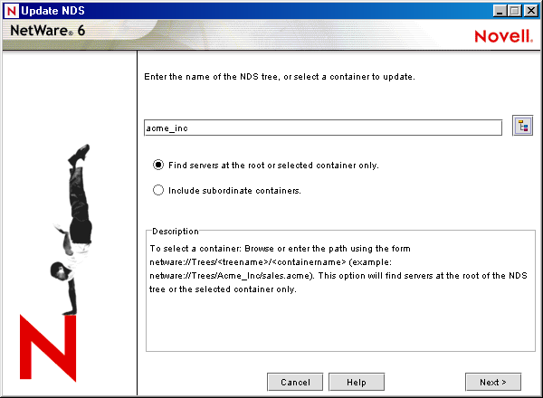 �cran d'affichage et de mise � jour de eDirectory