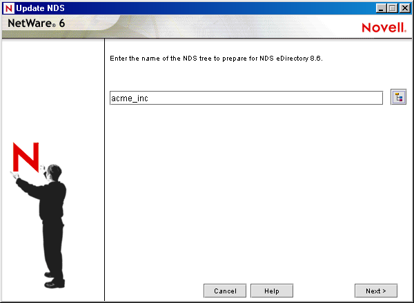 �cran de pr�paration du r�seau pour eDirectory