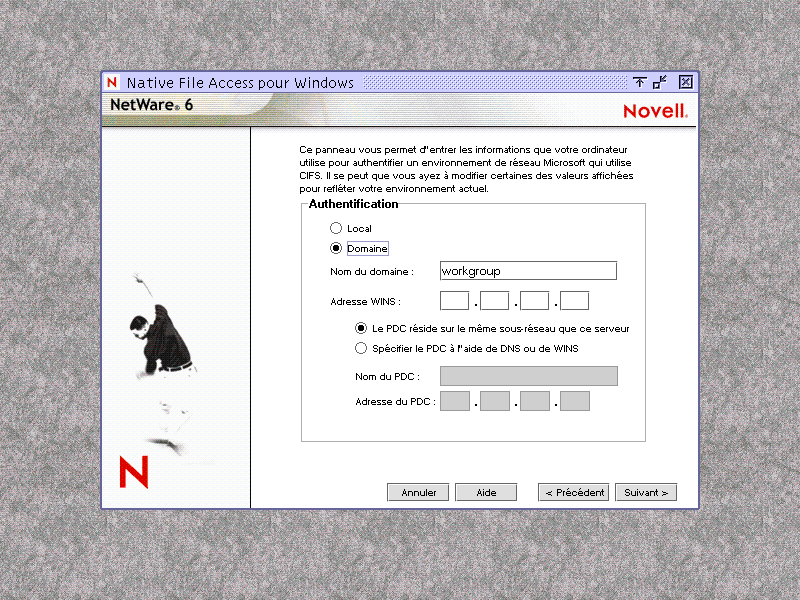 �cran d'authentification de domaine