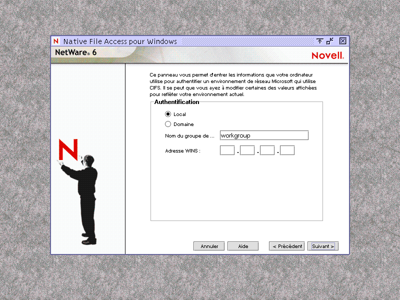 �cran d'authentification locale/du domaine