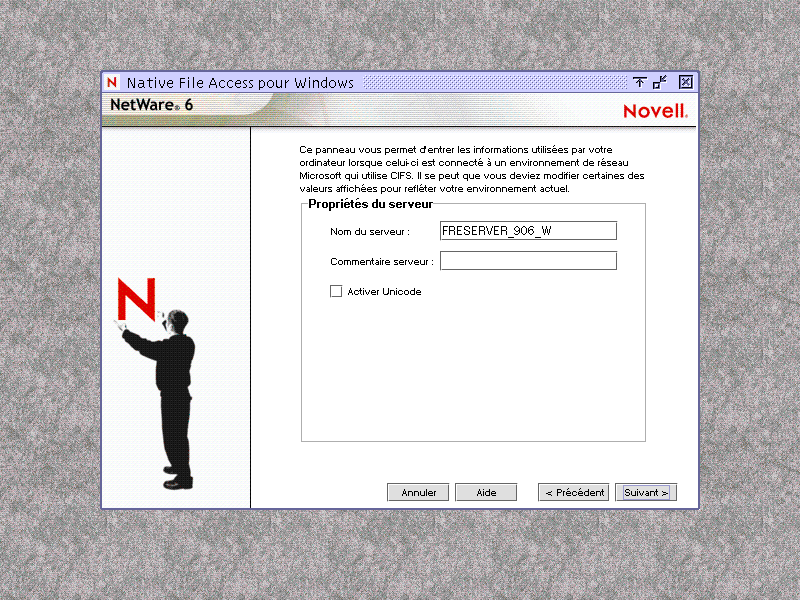 �cran des propri�t�s du serveur