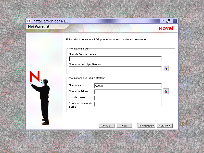 �cran d'installation d'une nouvelle arborescence eDirectory