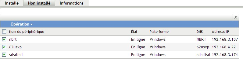 Page Non installé des Statistiques du correctif