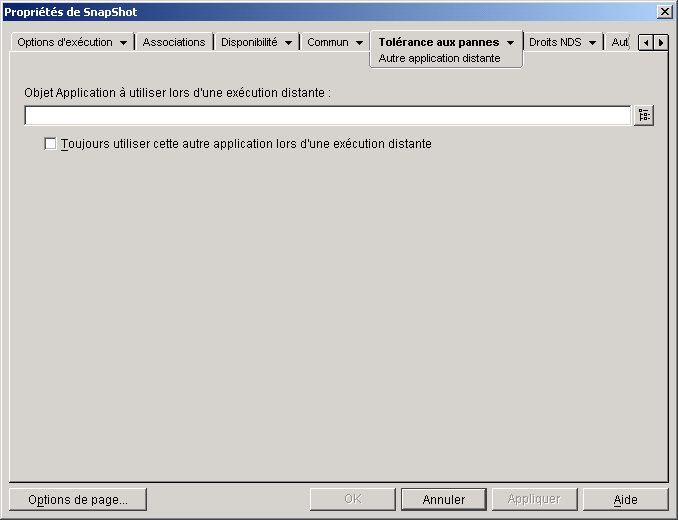 Page Autre application distante d'un objet Application