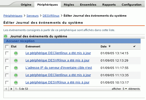 La page Mode avancé