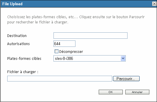 Boîte de dialogue Téléchargement de fichier RPM