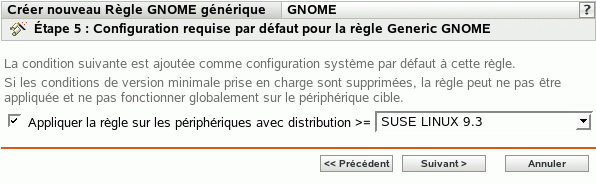 Page Configuration requise par défaut pour la stratégie Generic GNOME