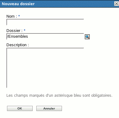 Boîte de dialogue Nouveau dossier