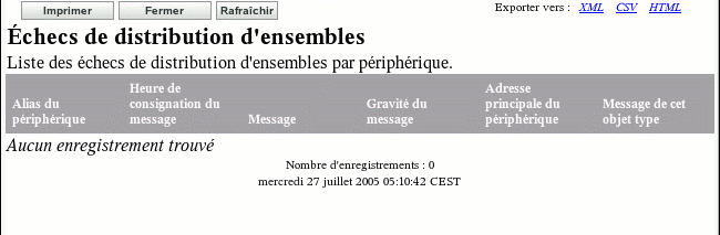 Page Génération de rapport