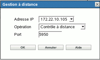 Boîte de dialogue Gestion à distance