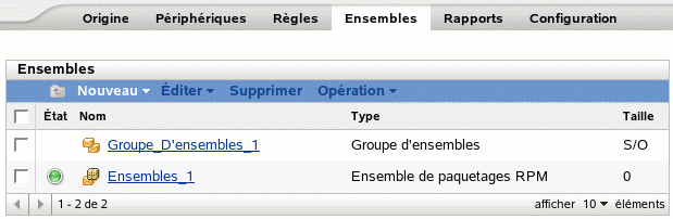 Onglet Ensembles