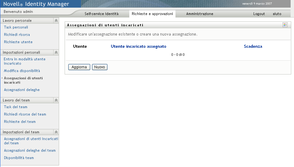 Pagina Assegnazioni di utenti incaricati
