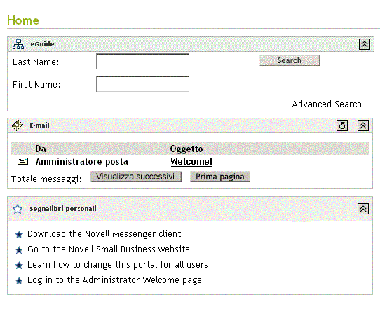 Home page di Virtual Office