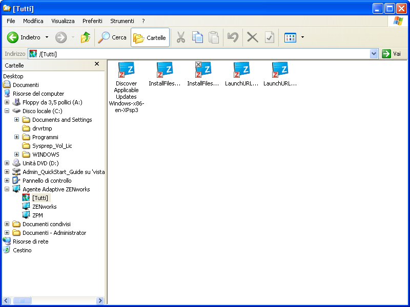 Vista ZENworks Explorer - Esplora risorse