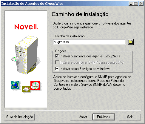 Pgina Caminho de Instalao