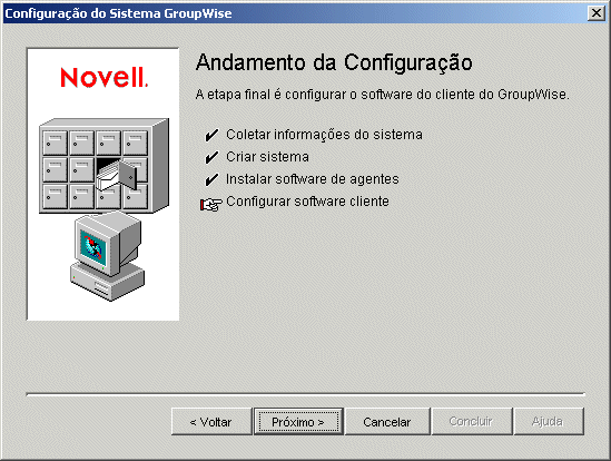Pgina Andamento da Configurao: Configurar Software Cliente