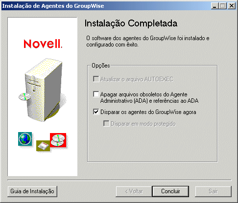 Página Instalação concluída