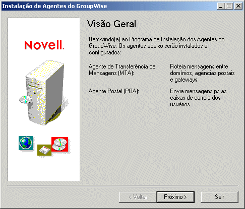 Página Visão geral da instalação de Agentes do GroupWise