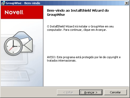 Programa de configuração do cliente do GroupWise para Windows