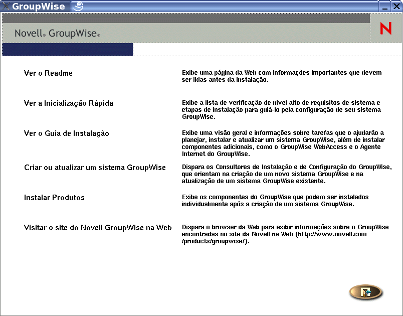 Programa de instalação do GroupWise no Linux