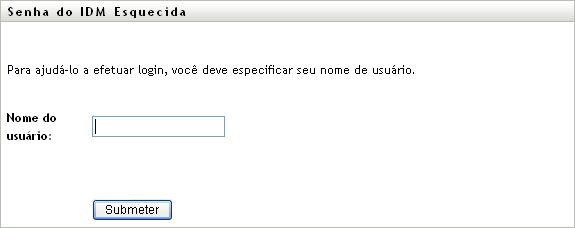 Caixa de diálogo Senha Esquecida
