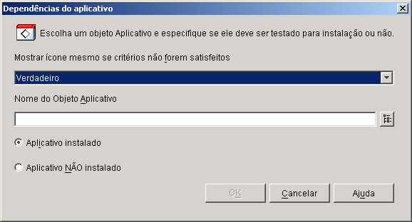 Caixa de dilogo Dependncias do Aplicativo