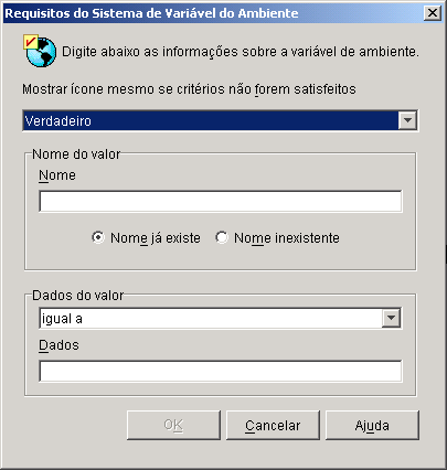 Caixa de dilogo Requisitos do Sistema de Varivel do Ambiente