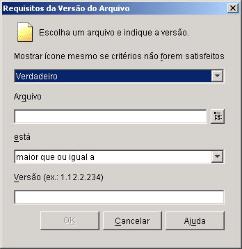 Caixa de dilogo Requisitos da Verso do Arquivo