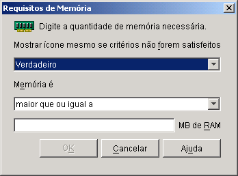 Caixa de dilogo Requisitos de Memria