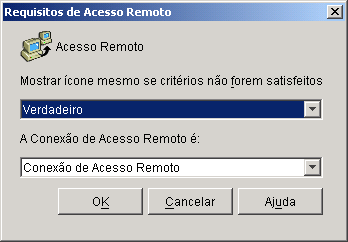 Caixa de dilogo Requisitos de Acesso Remoto