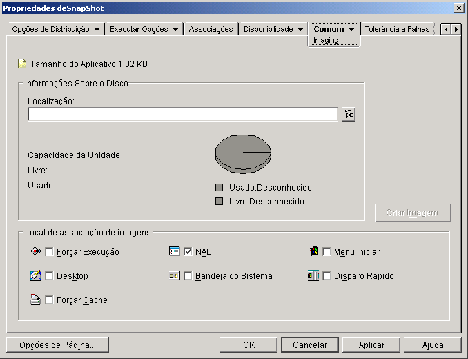 Objeto Aplicativo > guia Comum > pgina Imaging