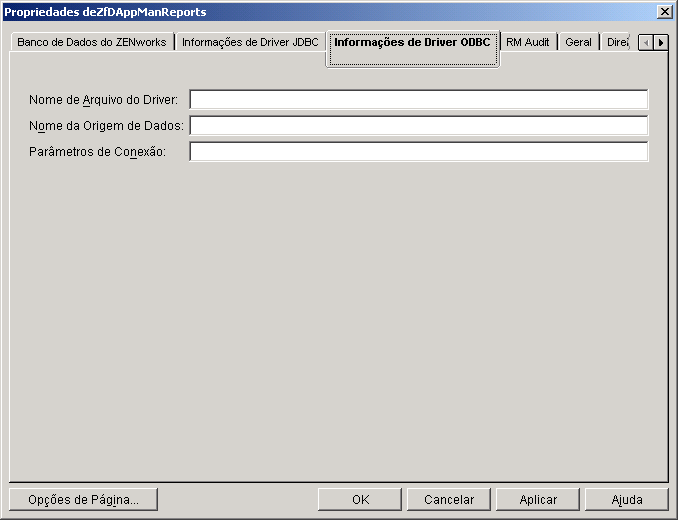 Pgina Informaes de Driver ODBC