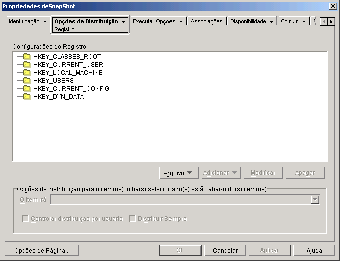 Pgina Registro do objeto Aplicativo