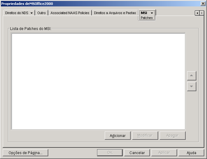 Objeto Aplicativo > guia MSI > pgina Patches
