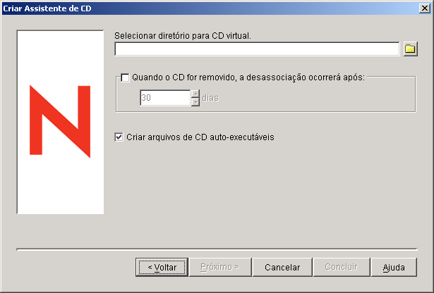 Assistente de Criao de CD: Pgina Selecionar Diretrio