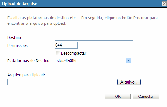 Caixa de diálogo Upload de Arquivo