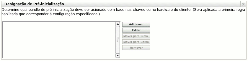 Seção Designação de Pré-inicialização