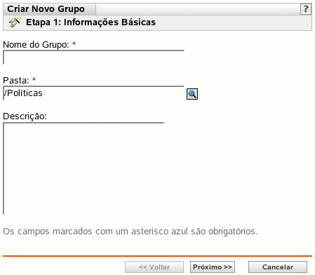 Página Informações Básicas