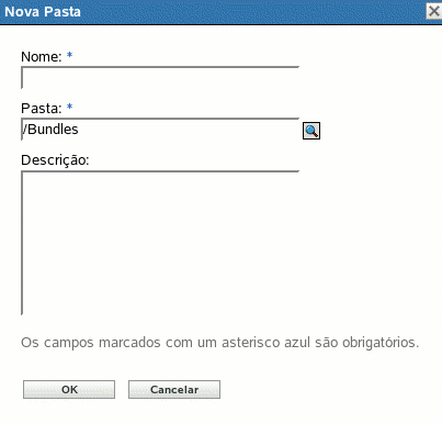 Caixa de diálogo Nova Pasta